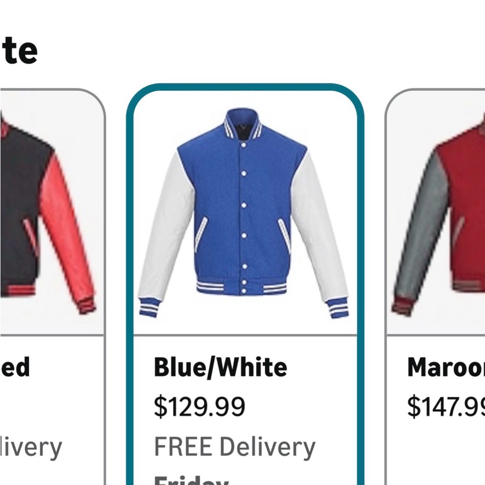 Stylish Blue and White Varsity Jacket - Picture 11 of 11